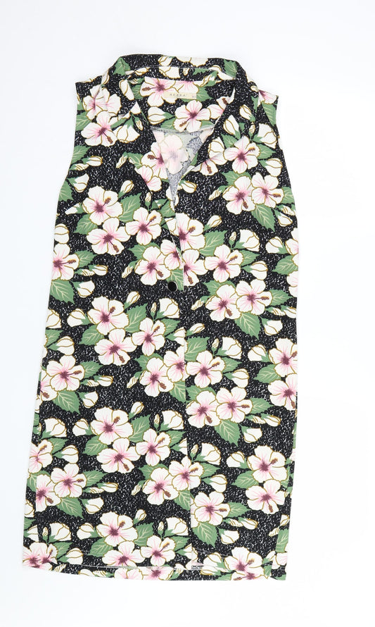 Zara Womens Black Floral  Cardigan Jumper Size L