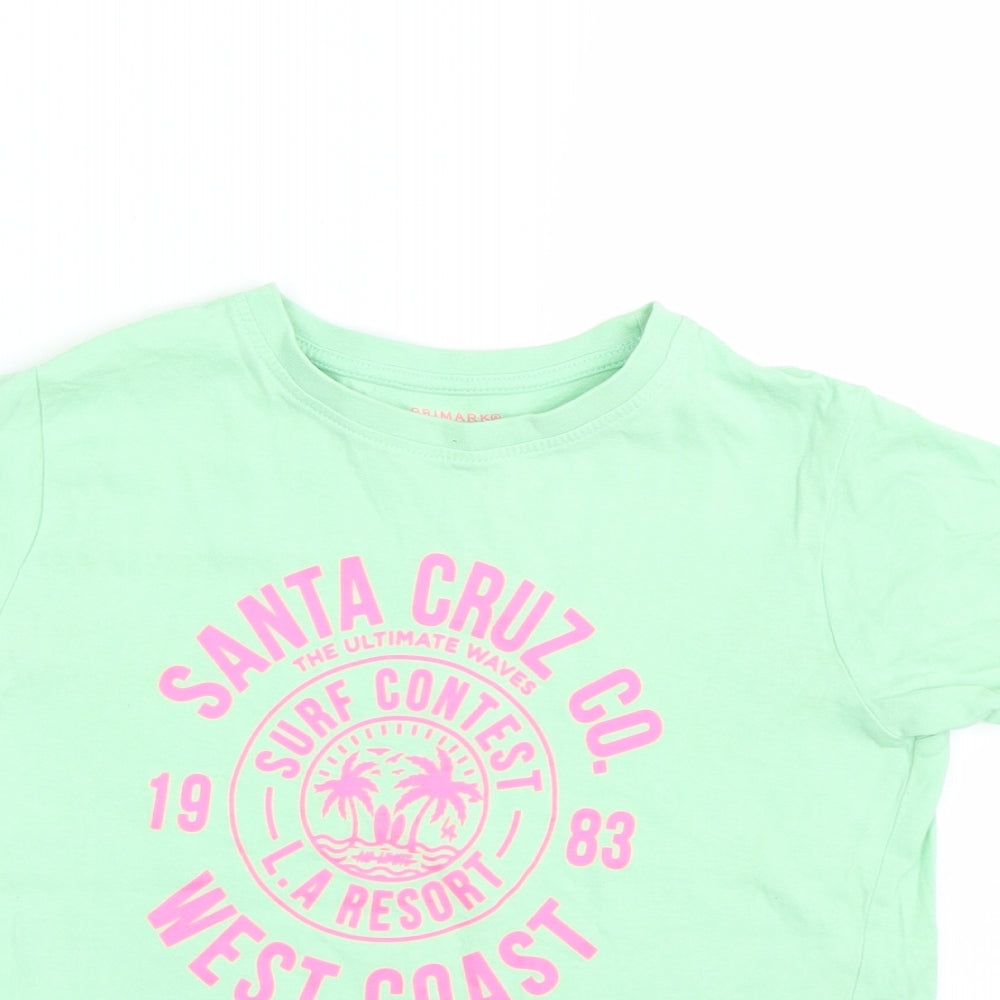 Primark Girls Green   Basic T-Shirt Size 7-8 Years  - summer