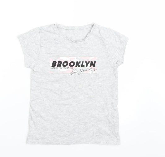 George Girls Grey   Basic T-Shirt Size 8-9 Years  - NYC