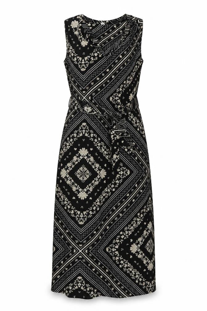 Preworn  Womens Black Geometric  A-Line  Size 8