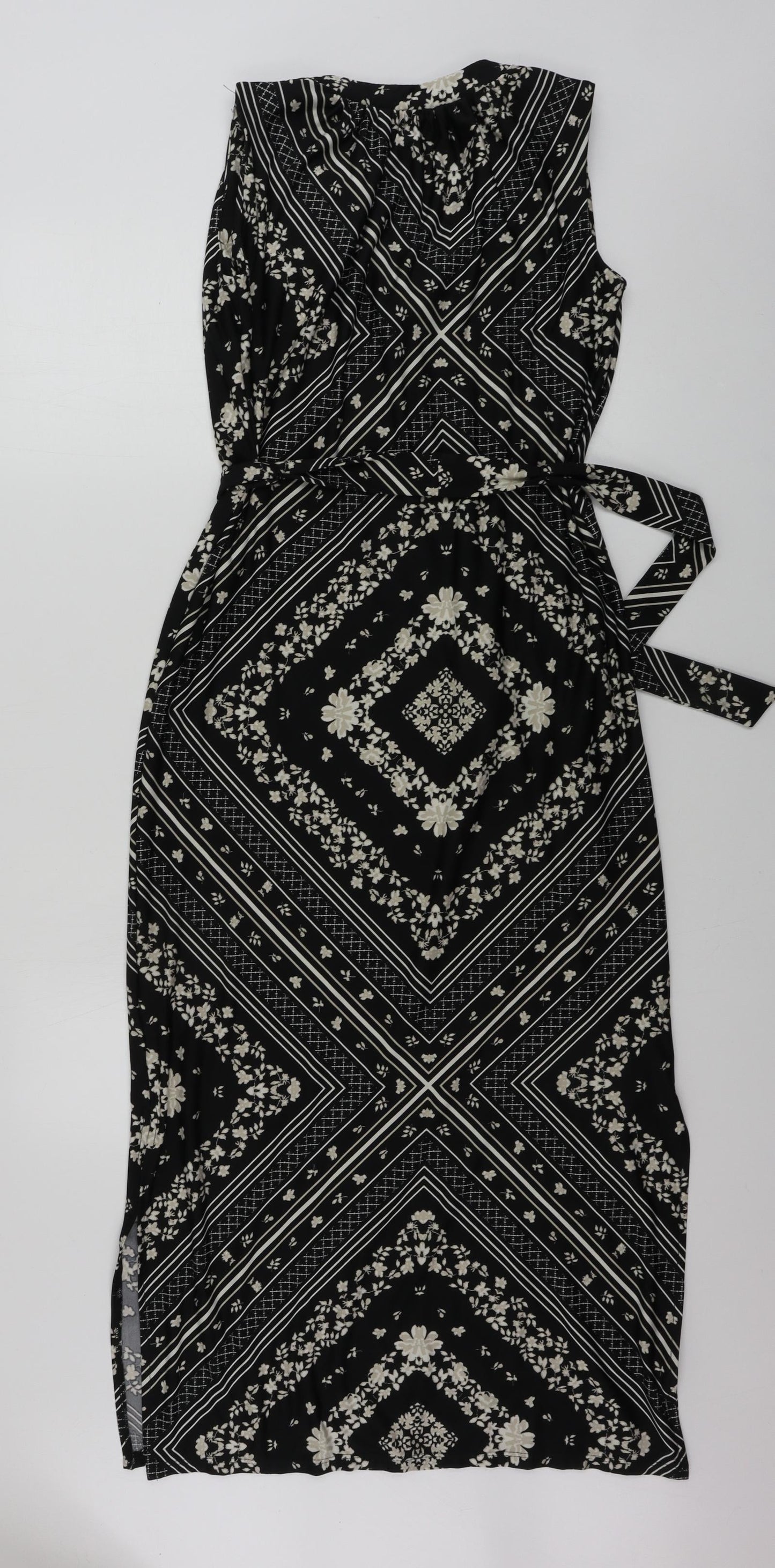Preworn  Womens Black Geometric  A-Line  Size 8