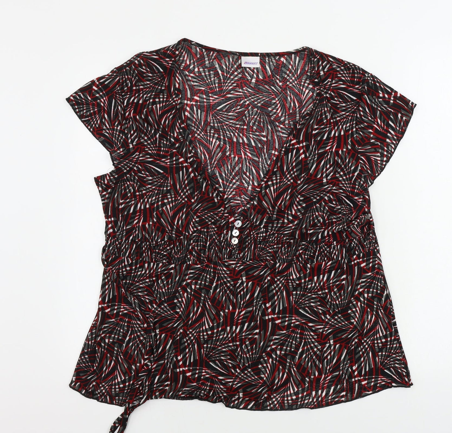 Damart Womens Black Geometric  Basic T-Shirt Size L