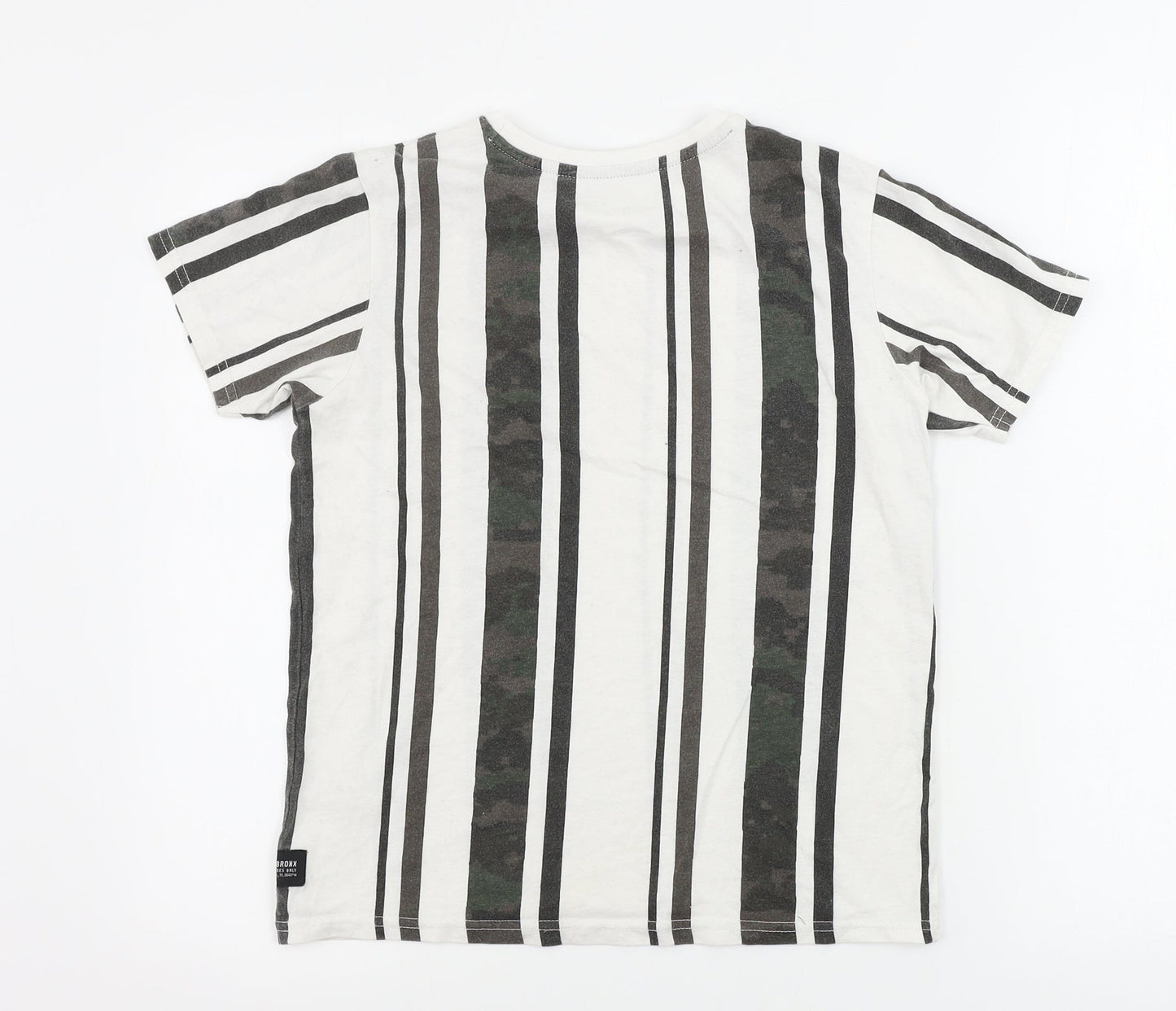 Gerorge  Boys White Striped  Basic T-Shirt Size 10-11 Years