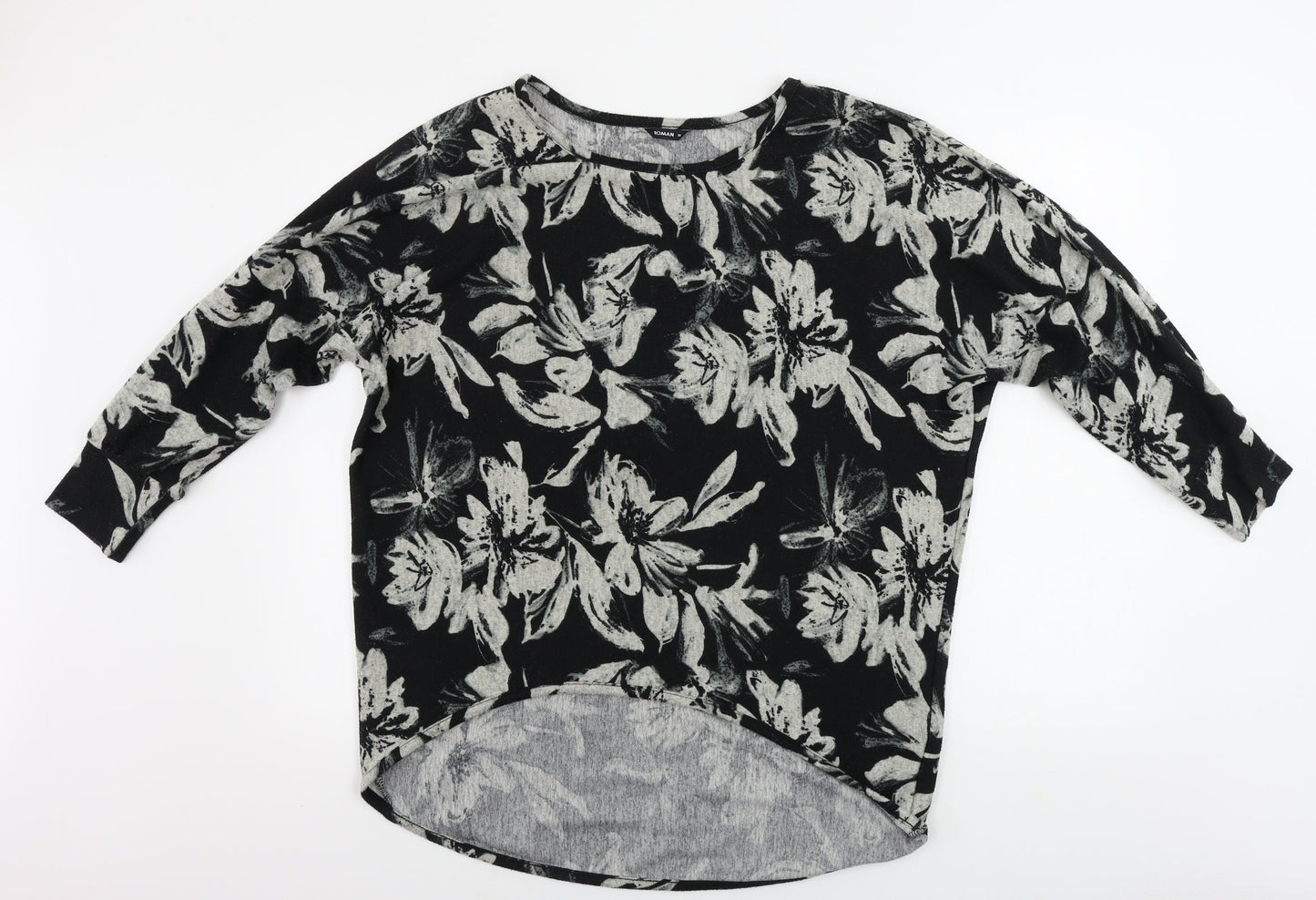 Roman  Womens Black Floral  Pullover Jumper Size 10