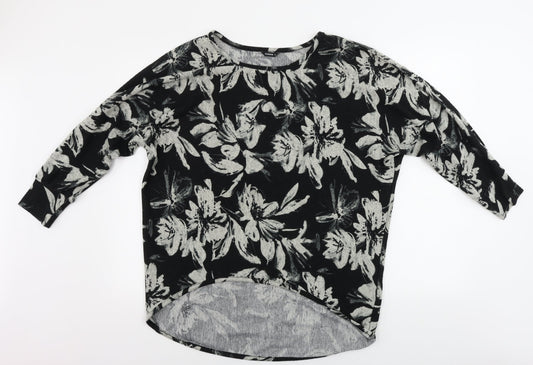 Roman  Womens Black Floral  Pullover Jumper Size 10