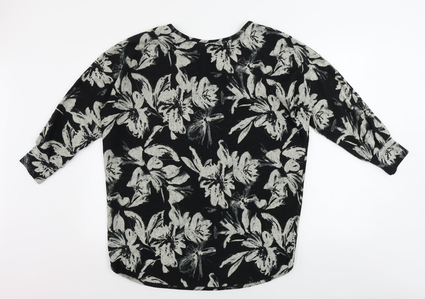 Roman  Womens Black Floral  Pullover Jumper Size 10