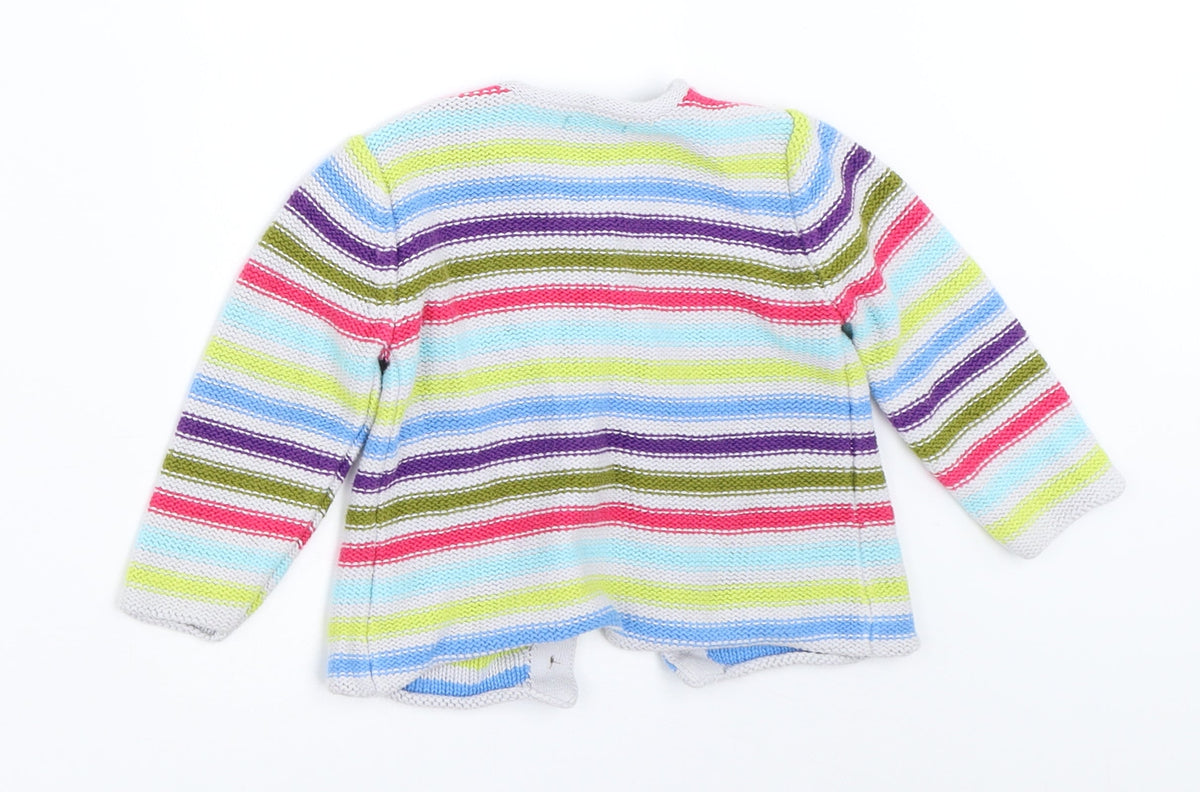 Gap Girls Grey Striped  Cardigan Jumper Size 6-9 Months