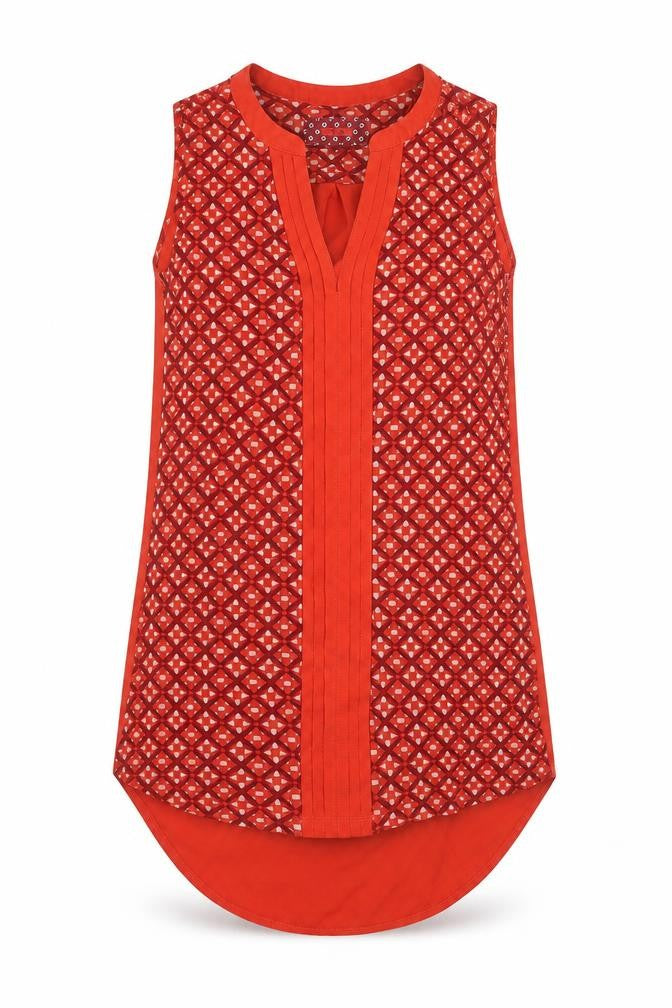 NEXT Womens Red Geometric  Basic Blouse Size 6