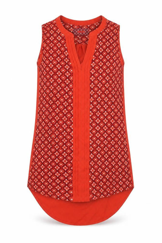 Next Womens Red Geometric  Basic Blouse Size 6