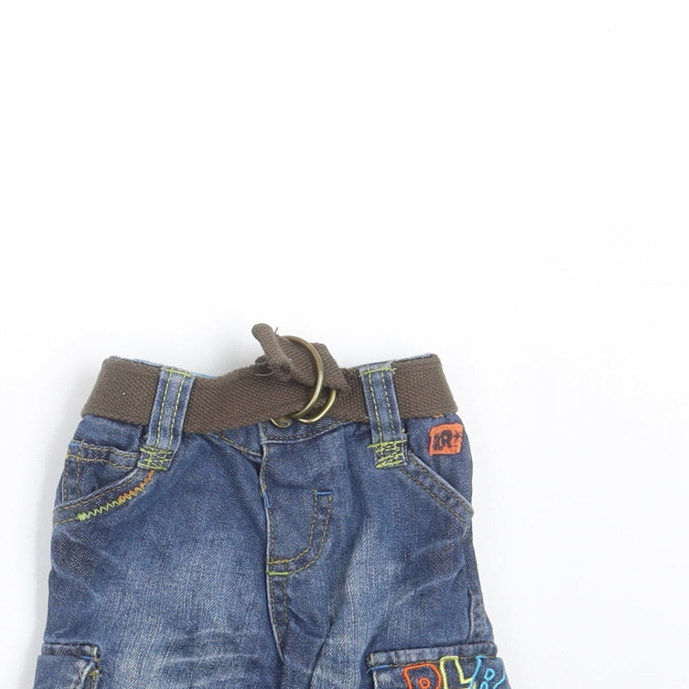 Rocha Little Rocha Baby Blue  Denim Cargo Jeans Size 3-6 Months