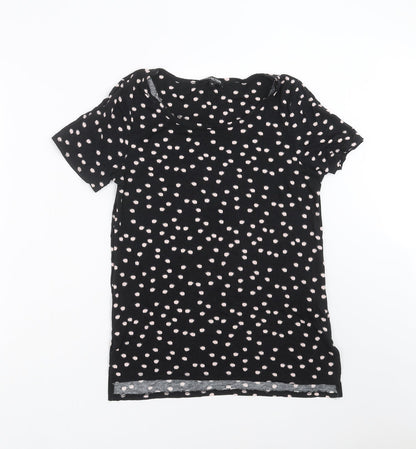 Debenhams Womens Black Polka Dot  Basic T-Shirt Size 10