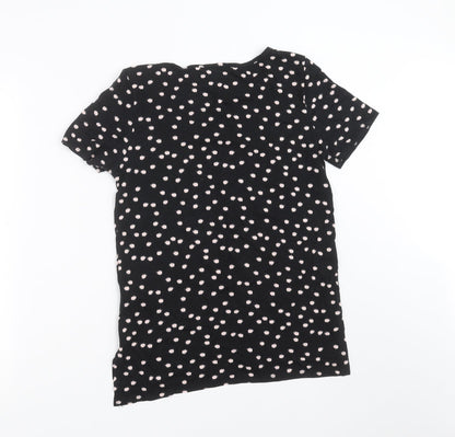 Debenhams Womens Black Polka Dot  Basic T-Shirt Size 10