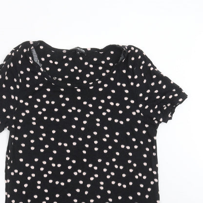 Debenhams Womens Black Polka Dot  Basic T-Shirt Size 10