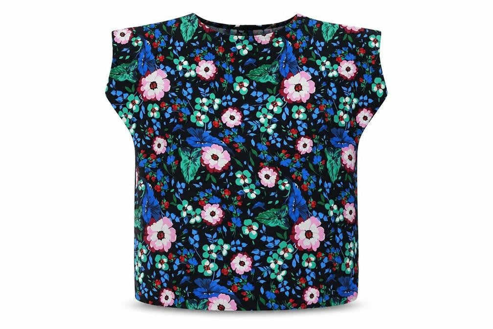 TU Womens Black Floral  Basic Blouse Size 10