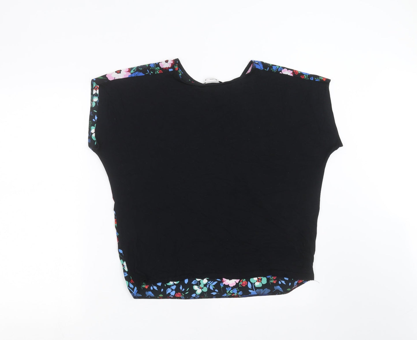 TU Womens Black Floral  Basic Blouse Size 10