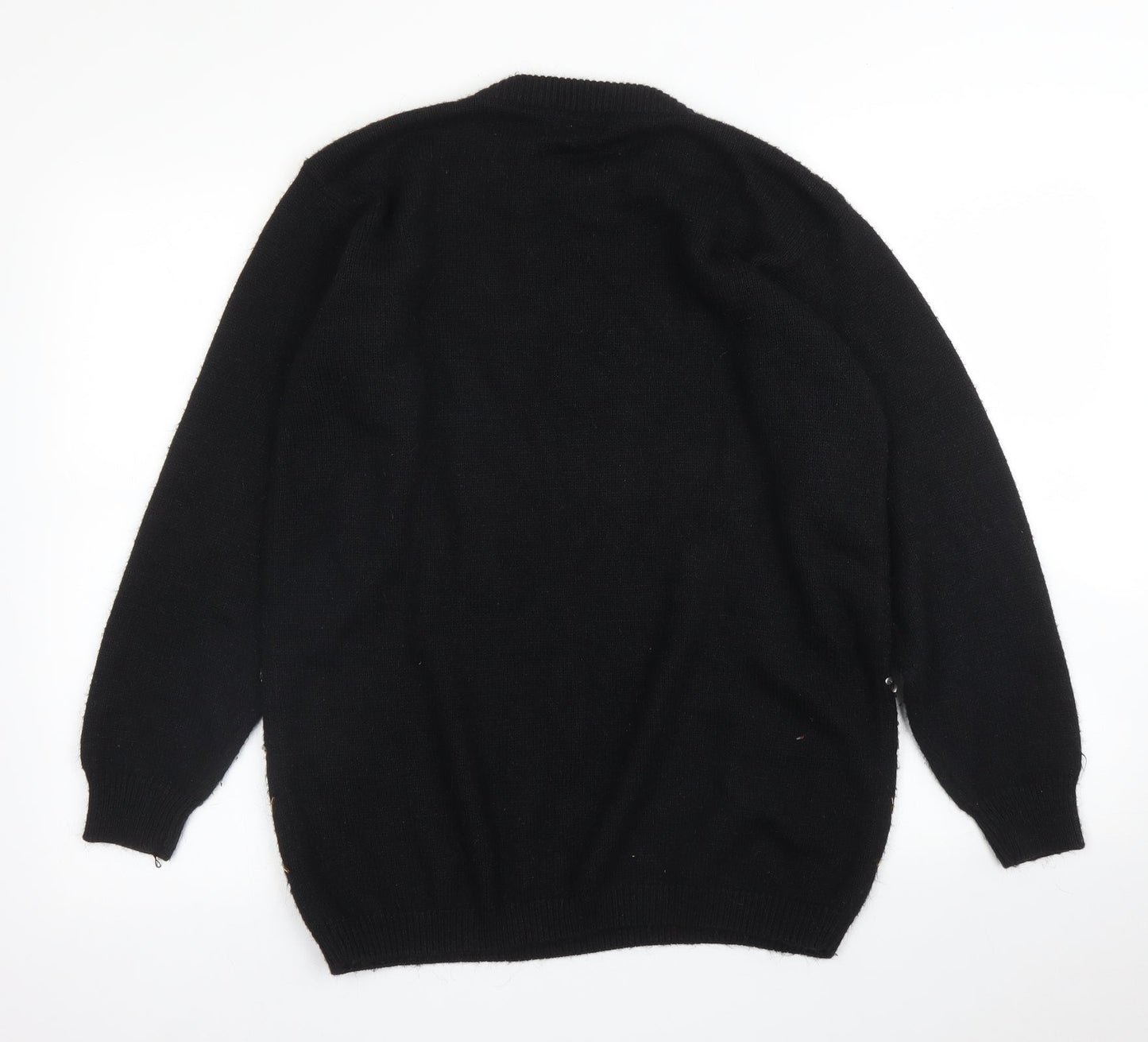 Alfred Dunner Womens Black Argyle/Diamond  Pullover Jumper Size M