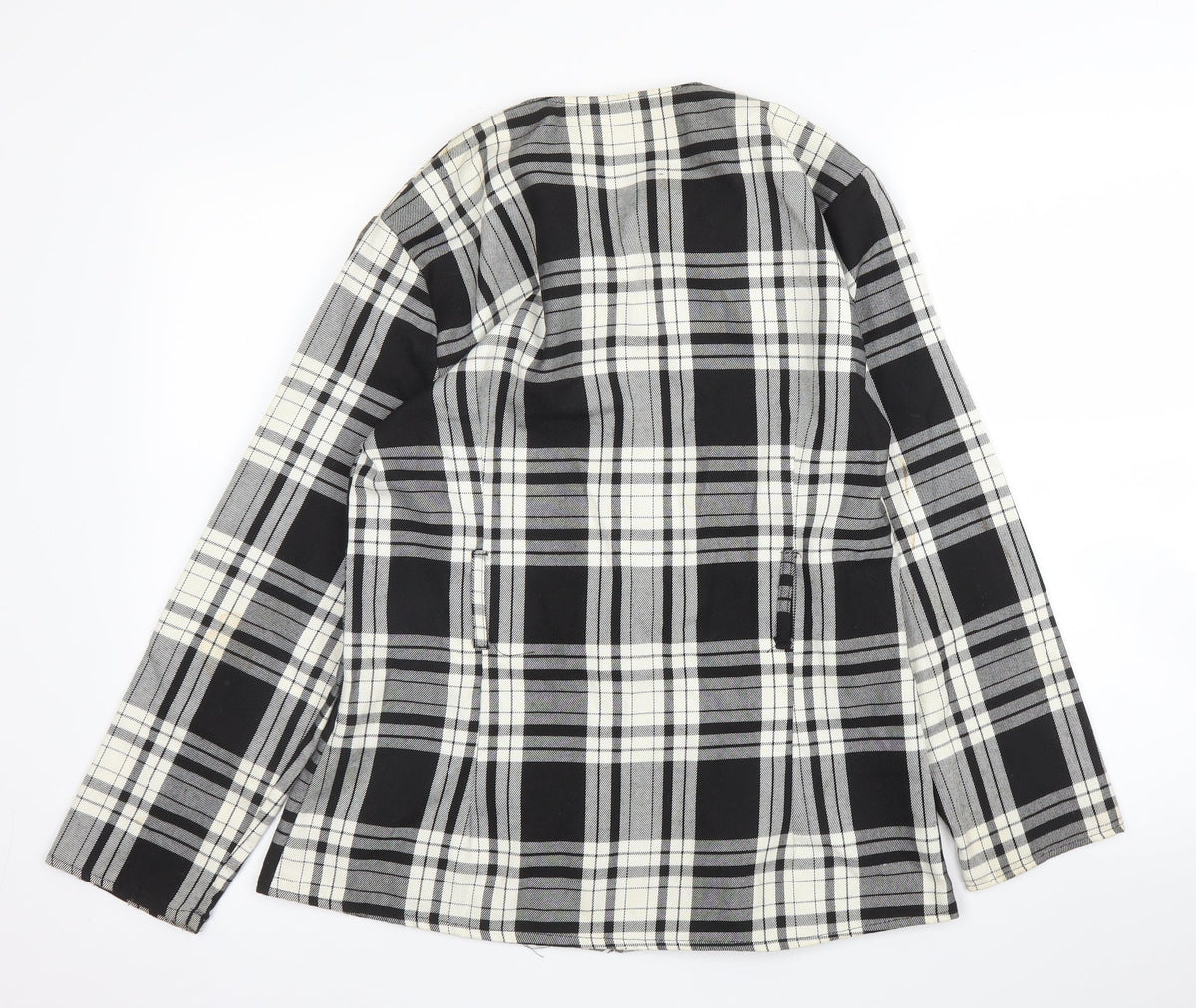 Preworn Womens Black Plaid  Jacket Blazer Size 12