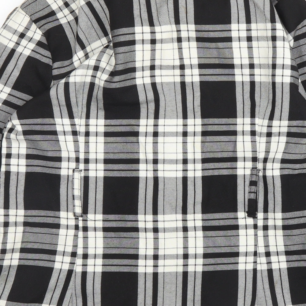 Preworn Womens Black Plaid  Jacket Blazer Size 12