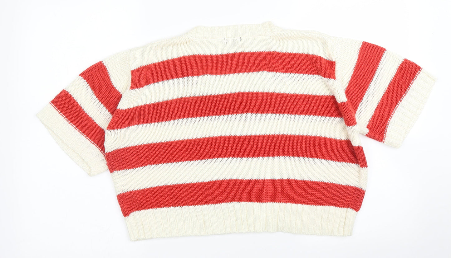 F&F Womens Red Striped  Pullover Jumper Size 14