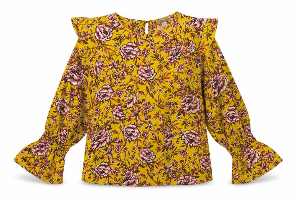 Peacocks Womens Yellow Floral Satin Basic Blouse Size 8