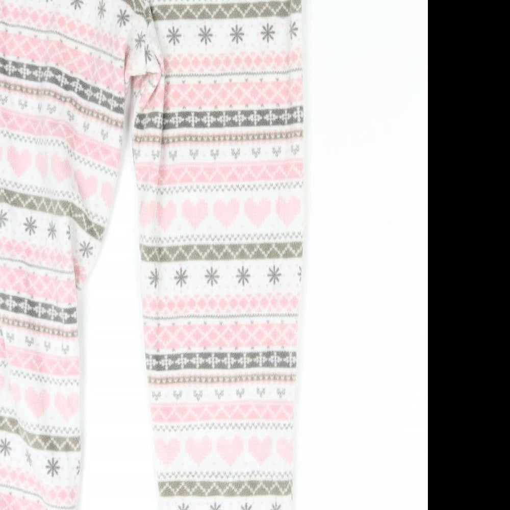 George Girls Pink Fair Isle Fleece  Pyjama Pants Size 9-10 Years
