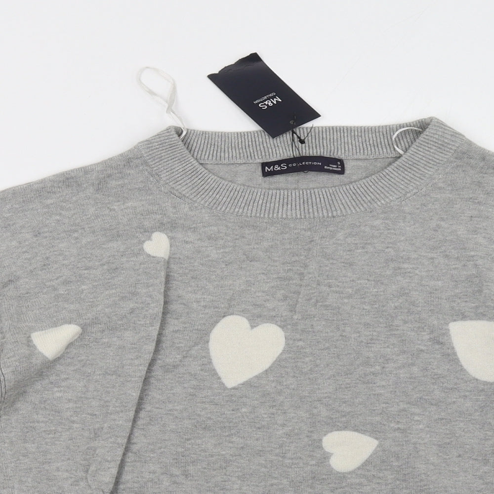 marks and Womens Grey Polka Dot  Pullover Sweatshirt Size S