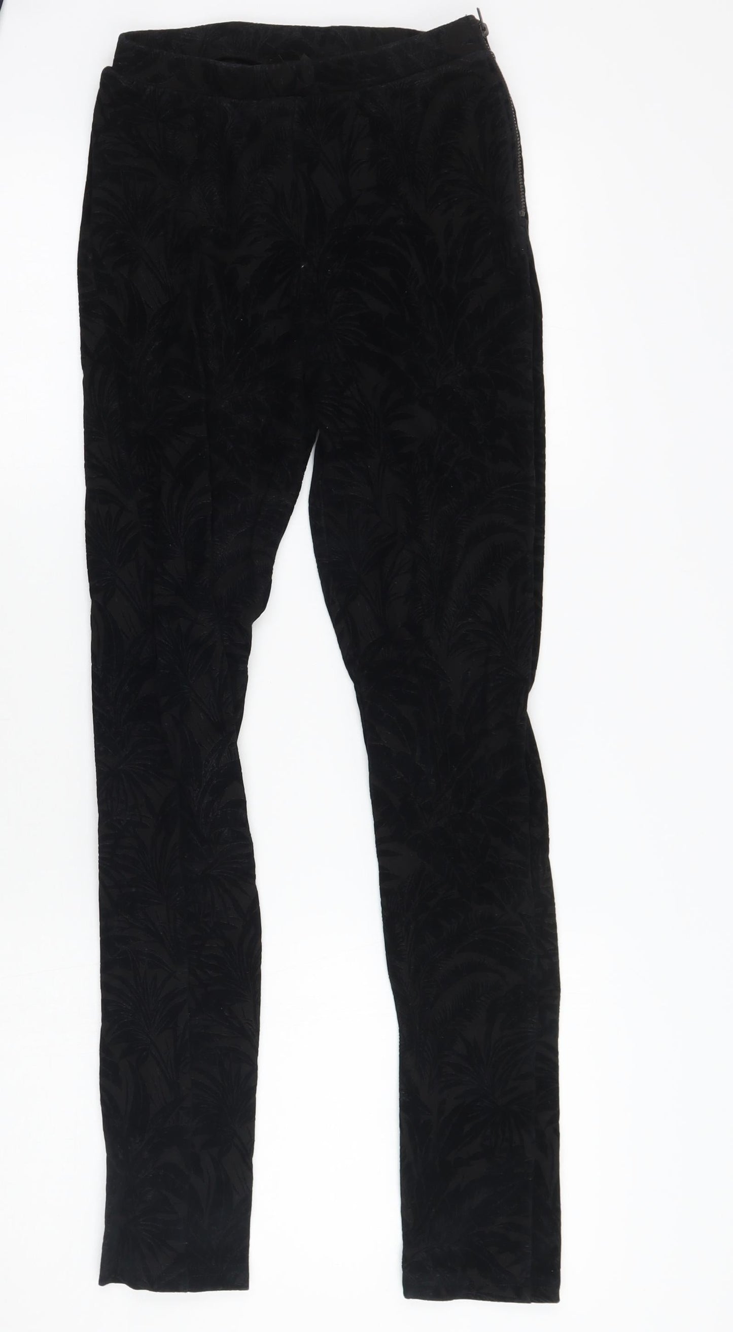 Topshop Womens Black Floral  Trousers  Size 8 L28 in