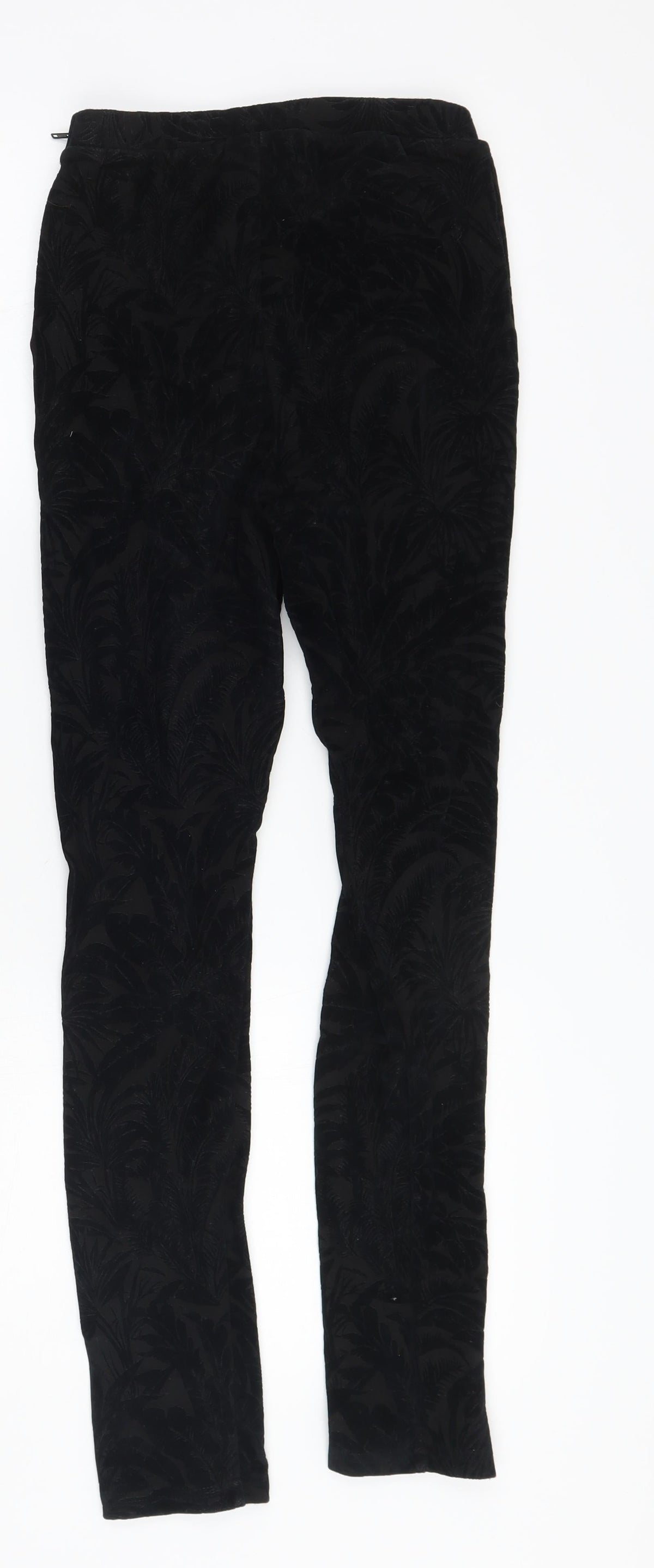 Topshop Womens Black Floral  Trousers  Size 8 L28 in