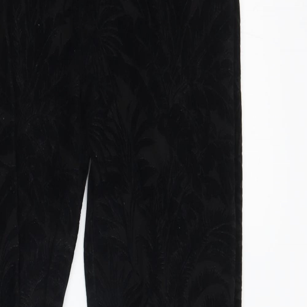 Topshop Womens Black Floral  Trousers  Size 8 L28 in