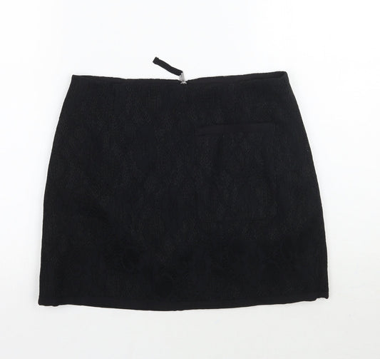 Topshop Womens Black  Rayon A-Line Skirt Size 10