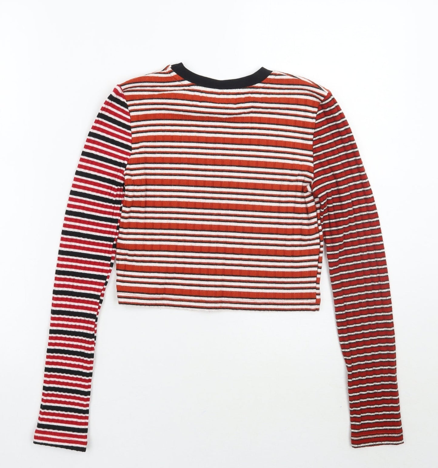 Topshop Womens Red Striped  Basic T-Shirt Size 6