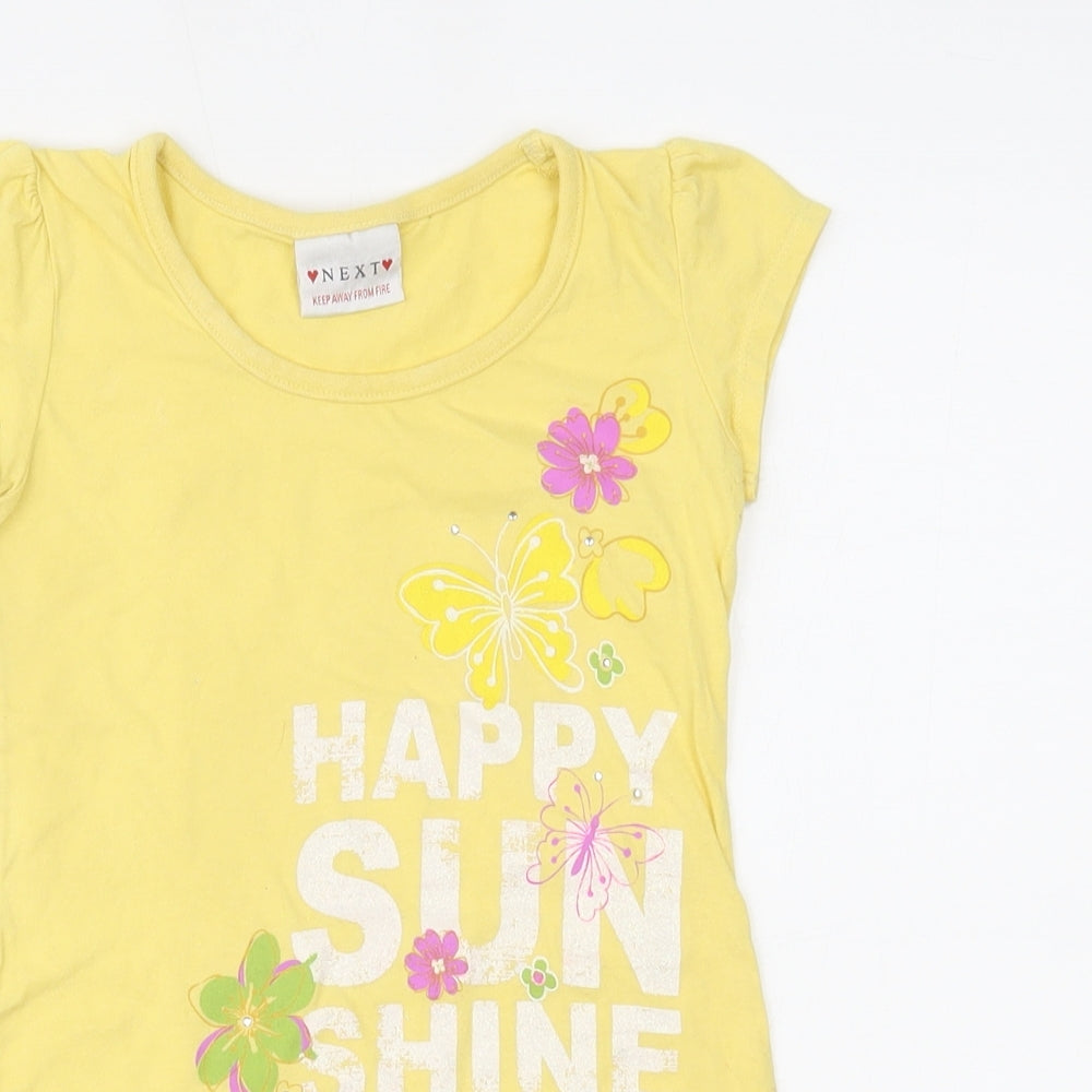 NEXT Girls Yellow   Basic T-Shirt Size 4 Years