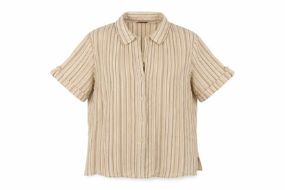 EWM Womens Beige Striped  Basic Button-Up Size 16
