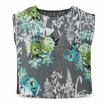 Preworn Womens Grey Floral  Basic Blouse One Size