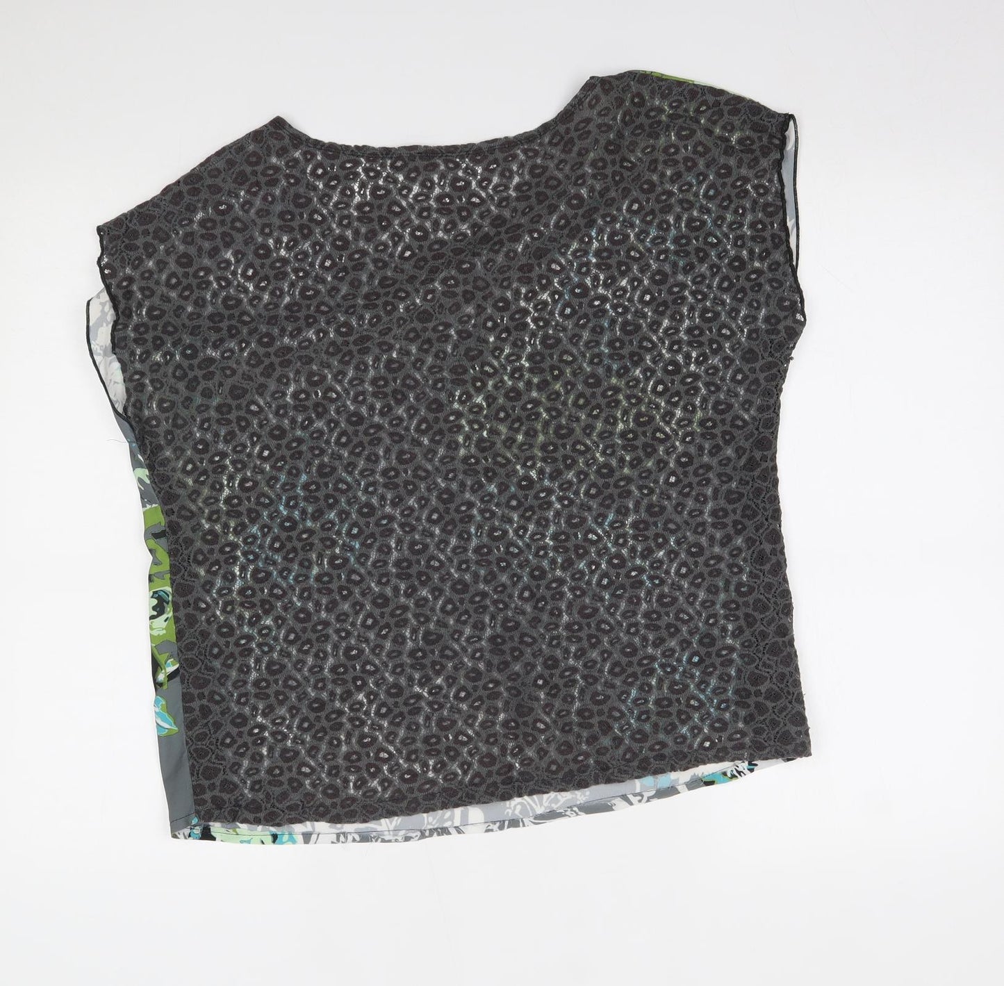 Preworn Womens Grey Floral  Basic Blouse One Size