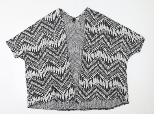 H&M Womens Grey Fair Isle  Cardigan Jumper Size XS