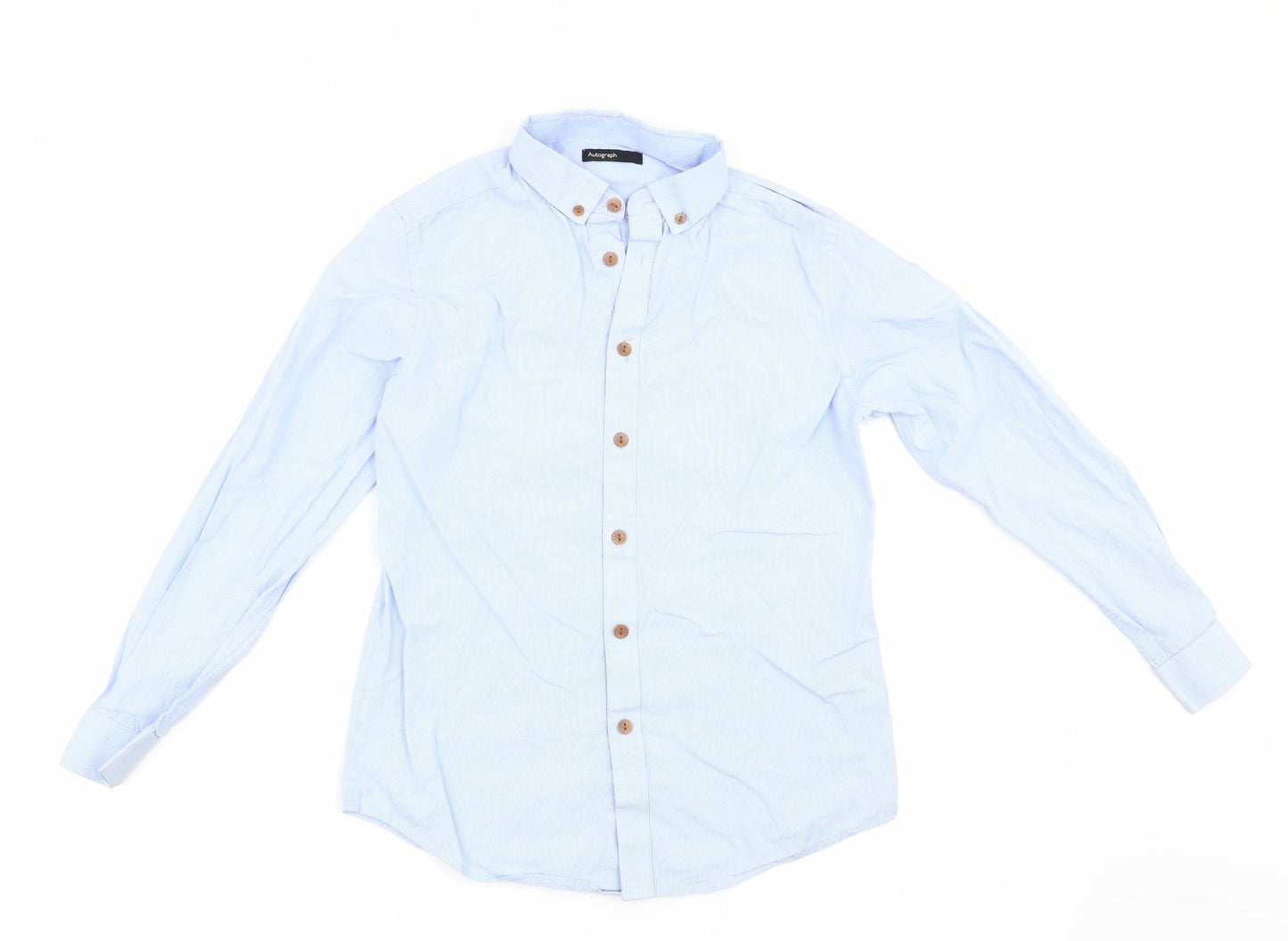 Autograph Boys Blue Striped  Basic Button-Up Size 11 Years
