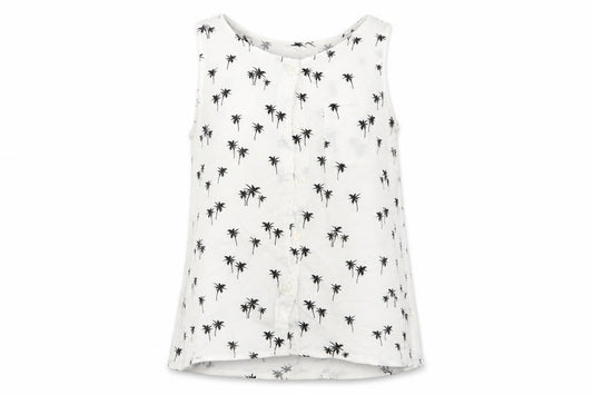 H&M Girls White Floral  Basic Blouse Size 11 Years  - Palm Tree Print