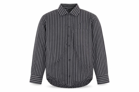 John Master Mens Brown Striped   Button-Up Size L