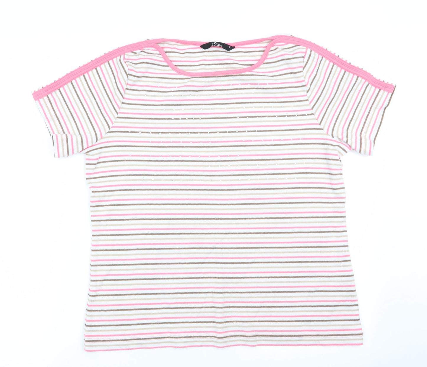BM Casual Womens Pink Striped  Tunic T-Shirt Size M