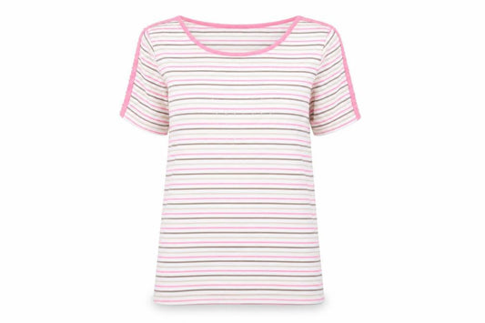 Bonmarché Womens Pink Striped Tunic T-Shirt Size M