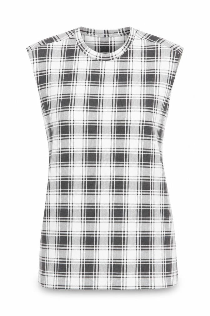Another Influence Womens Black Check  Basic T-Shirt Size S  - Longline T-Shirt