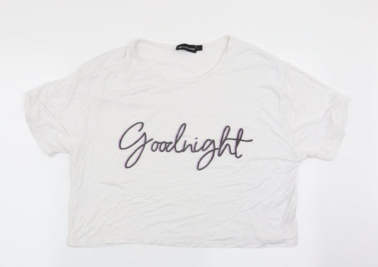 Pretty Little Thing  Womens White Solid   Pyjama Top Size L  - Goodnight