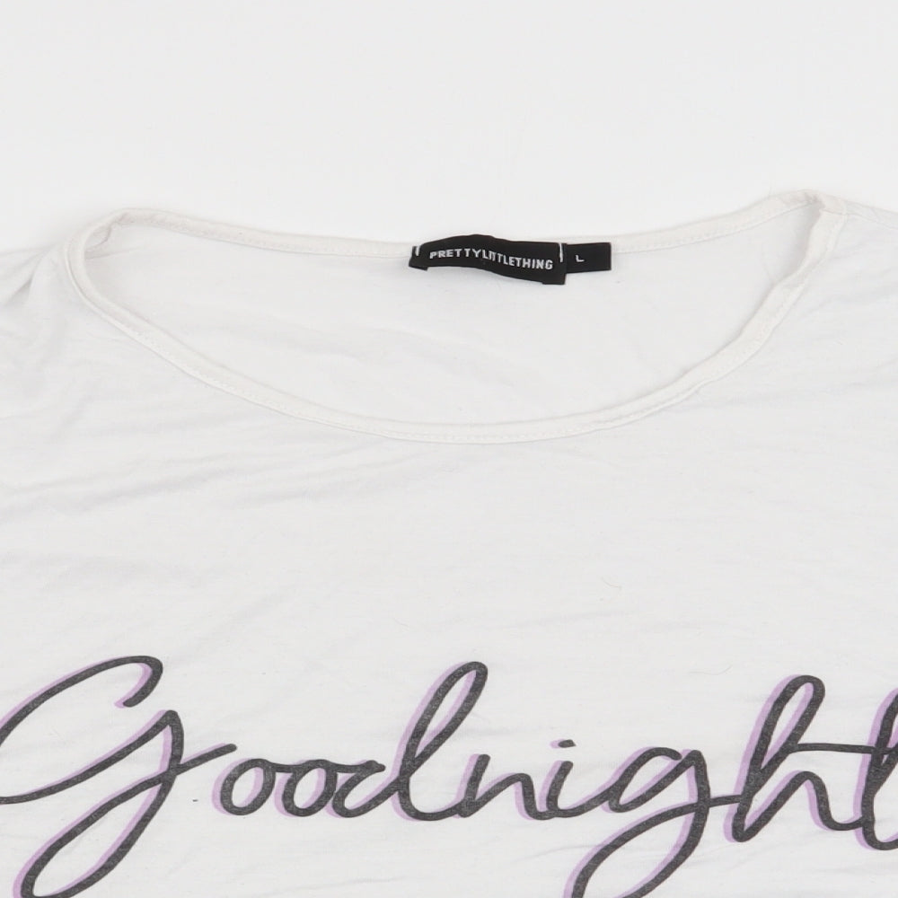 Pretty Little Thing  Womens White Solid   Pyjama Top Size L  - Goodnight