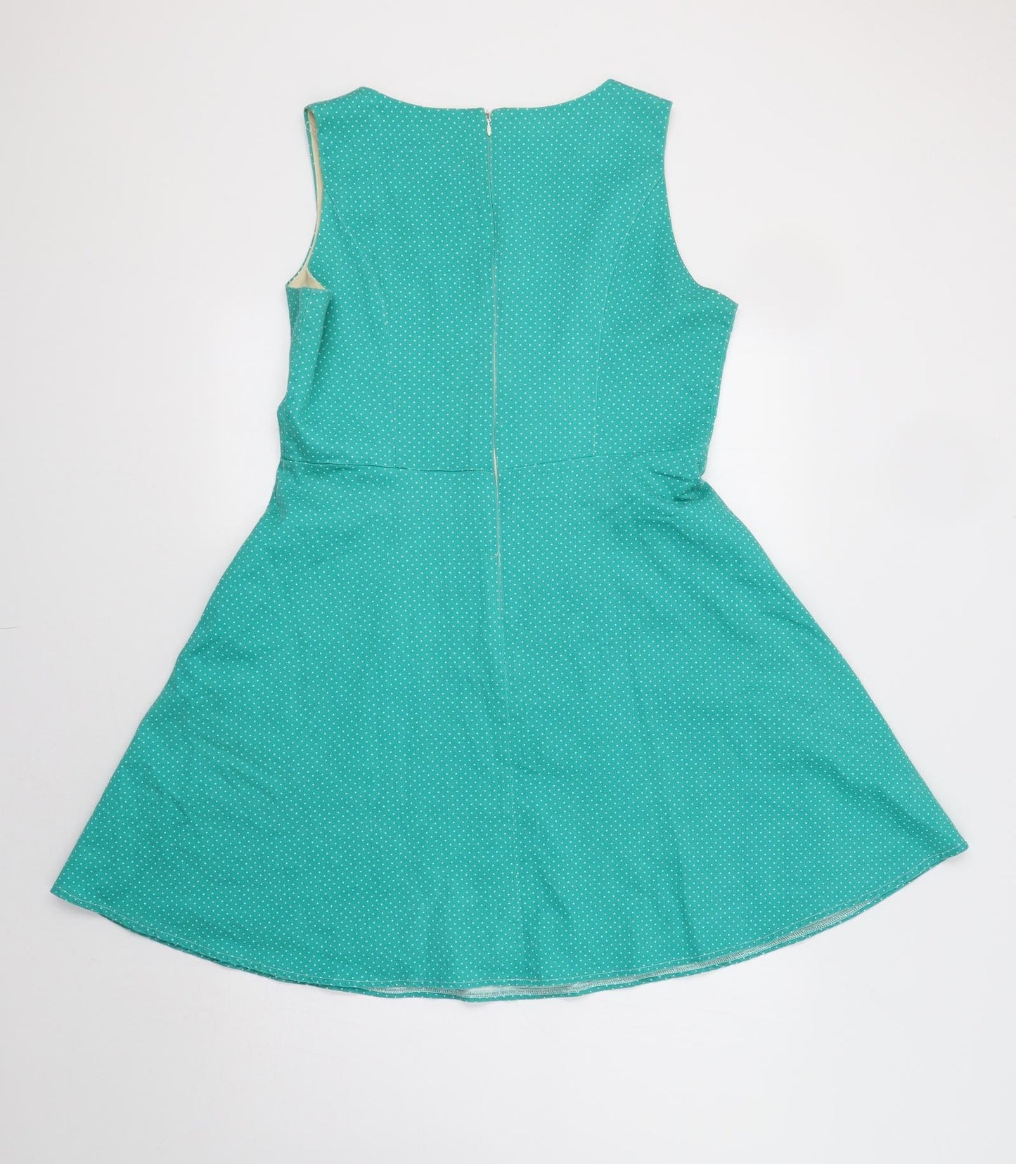 Cutie Womens Green Polka Dot  Fit & Flare  Size 14