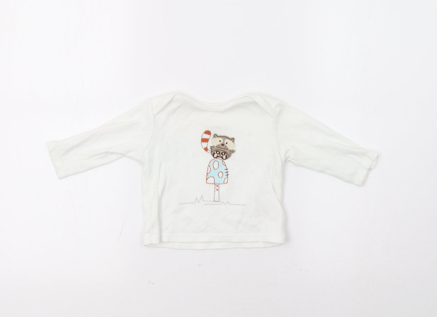 M&S Baby White   Basic Polo Size 3-6 Months  - Racoon