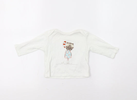 M&S Baby White   Basic Polo Size 3-6 Months  - Racoon
