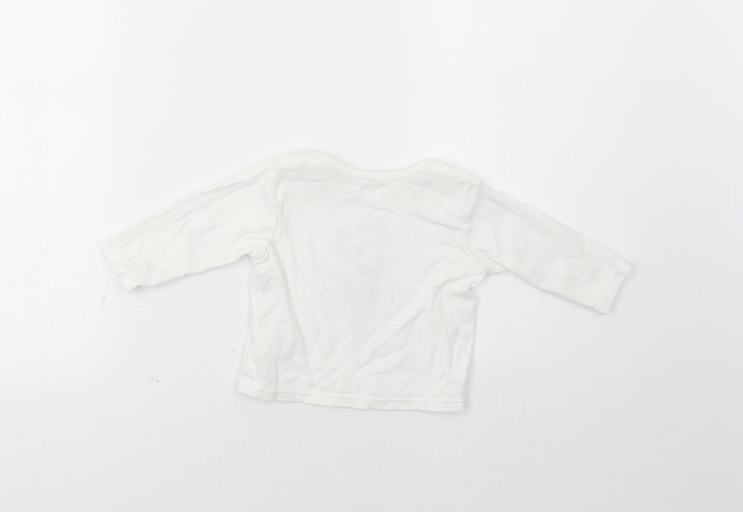 M&S Baby White   Basic Polo Size 3-6 Months  - Racoon