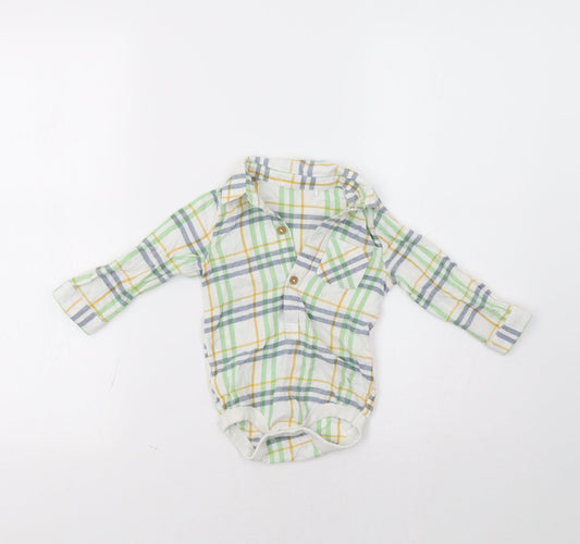 TU Baby Green Check  Romper One-Piece Size 6-9 Months