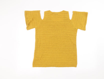Preloved Papaya Womens Yellow   Basic T-Shirt Size 12 - Back